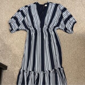 Taylor navy/light blue/white Puff Sleeve Sundress